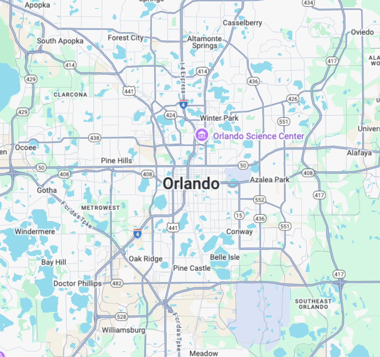 Map of Orlando with general area of sale's location is marked.